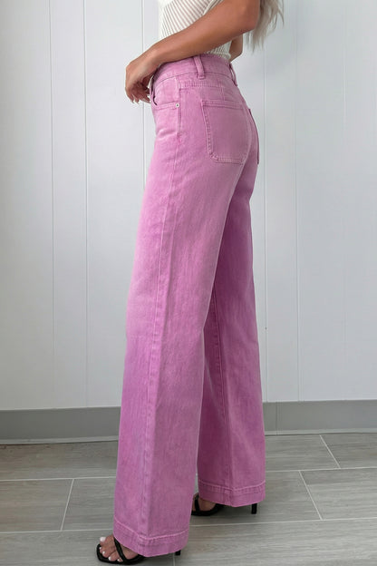 Black 2-Button High Waist Flared Bottom Jeans