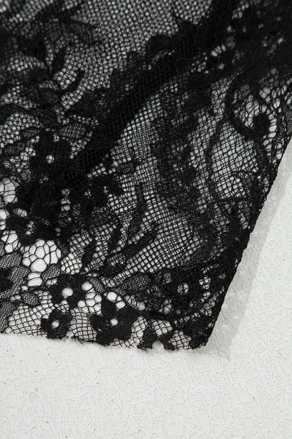 Black Polka Dot Lace Sheer Midi Maxi Skirt