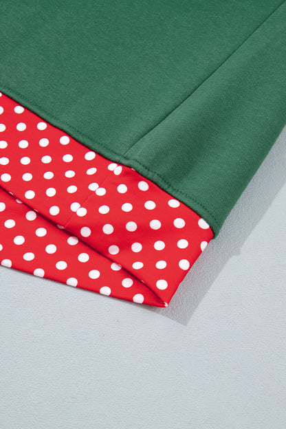 Red Polka Dot Trim Oversized Colorblock Sweatshirt