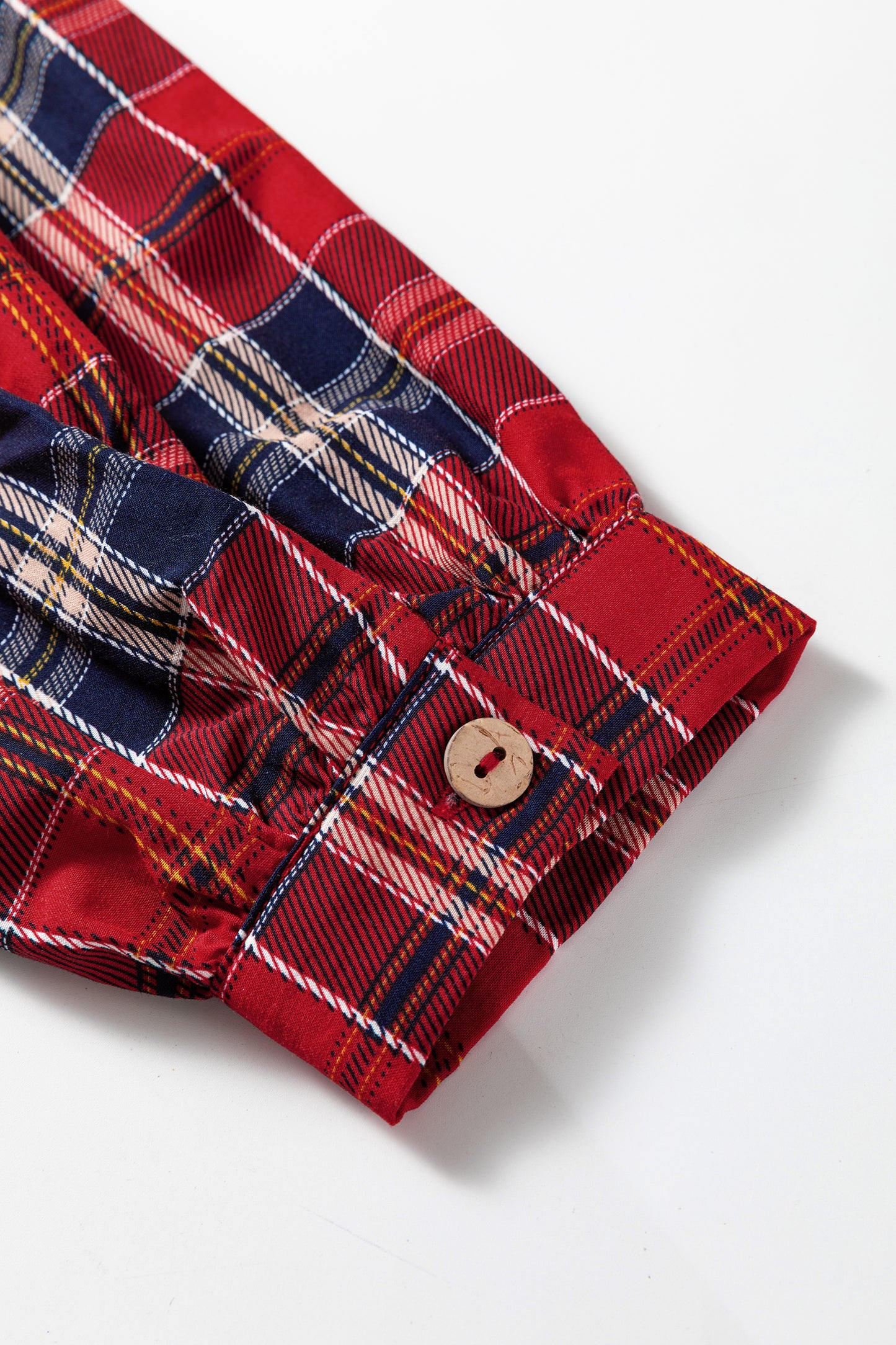 Christmas Red Plaid Print Frilly Collar Long Sleeve Dress