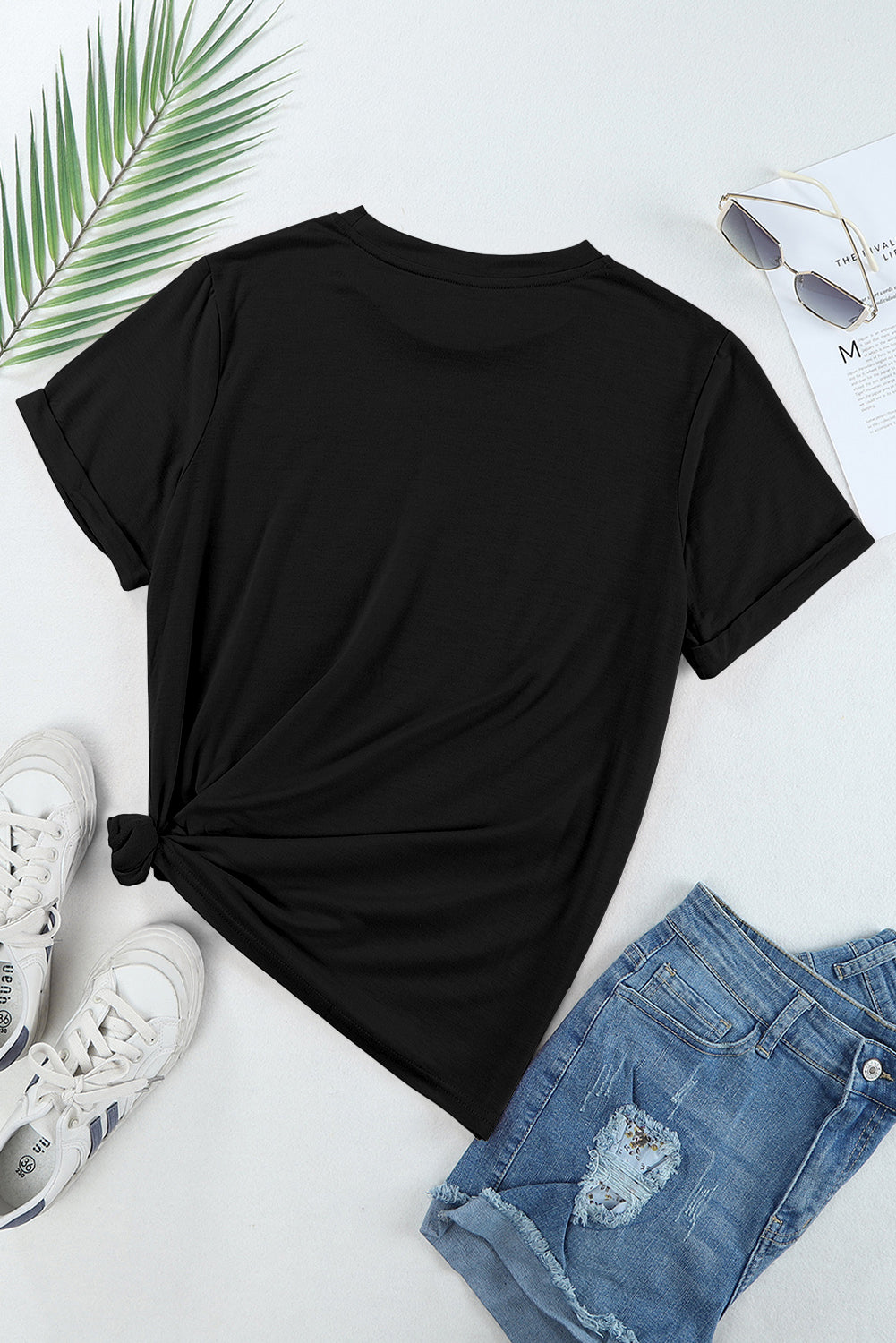 White Casual Crew Neck Short Sleeve Basic Tee