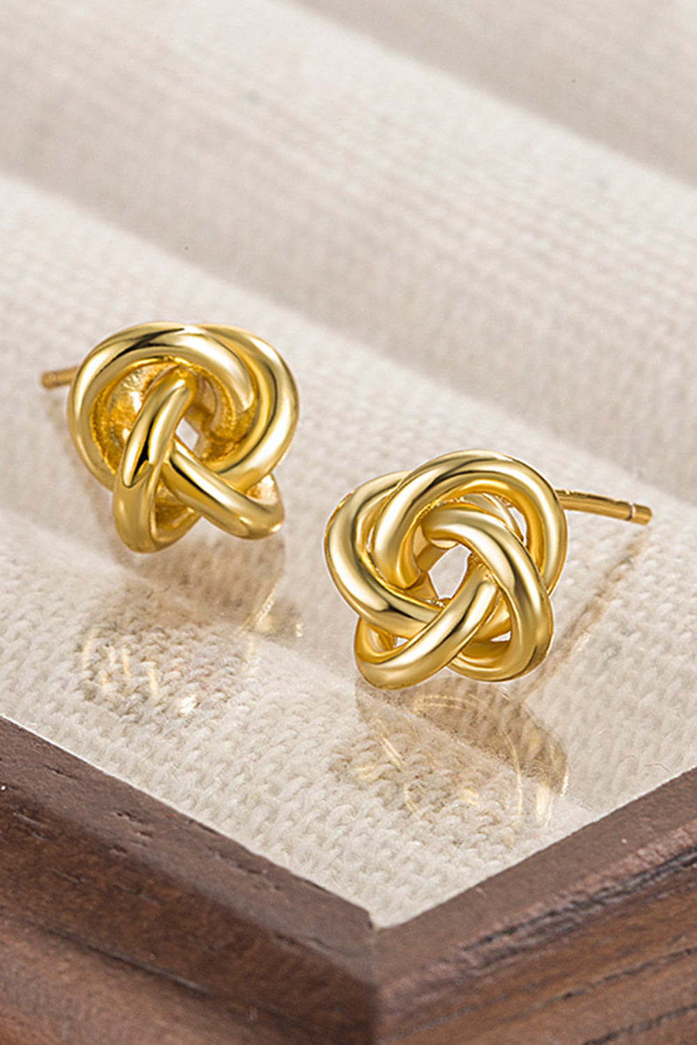 Gold Minimalism Knotted Plated Stud Earrings