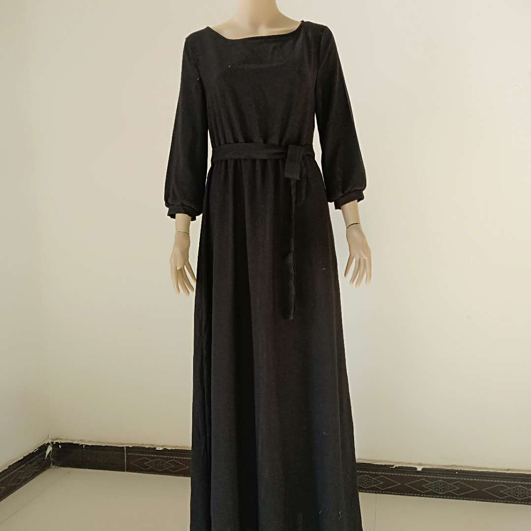 Women's Long Sleeve Tie Waist Maxi Dress A-Line Flowy