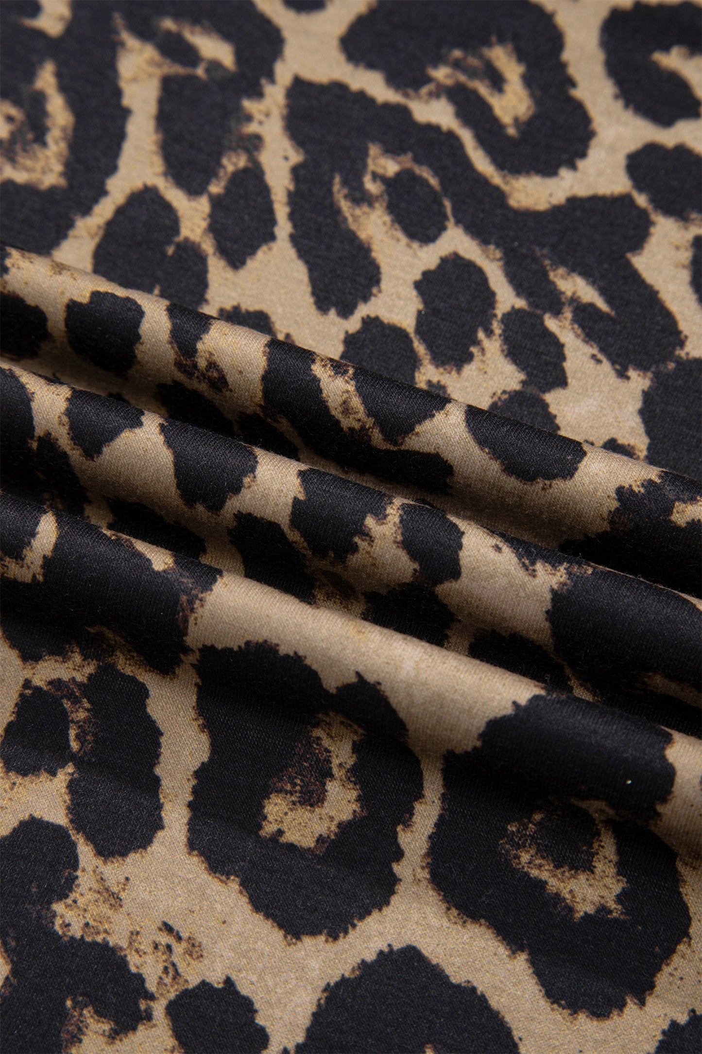 Brown Leopard Print Slim Long Sleeve T Shirt