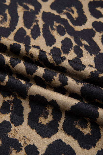 Brown Leopard Print Slim Long Sleeve T Shirt