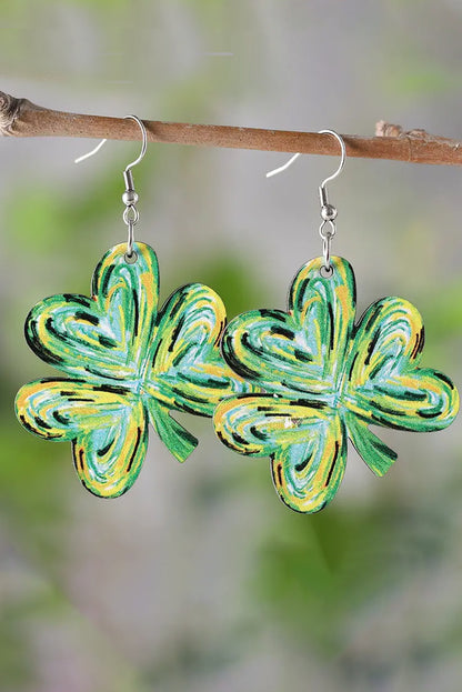 St. Patrick’s Day Painted Shamrock Dangle Earrings