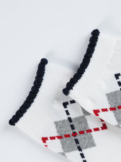 Girls Argyle Cotton Crew Socks Mid-Calf School Style