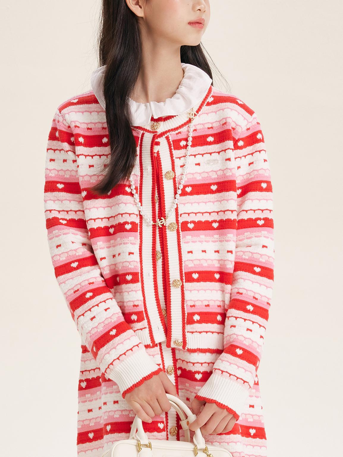 Girls' Striped Knit Button-Front Cardigan Sweater