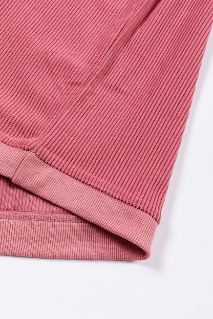 LOVE Heart Print Ribbed Corduroy Oversized Sweatshirt