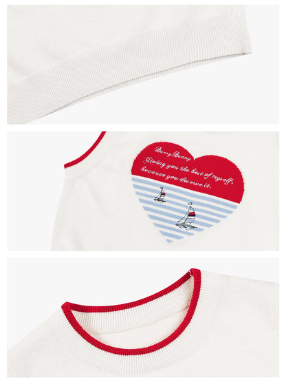Girls Heart Knit Sweater Vest Preppy  Top