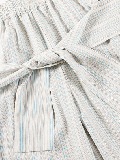 Striped Wide Leg Pants with Tie Waist and Pockets