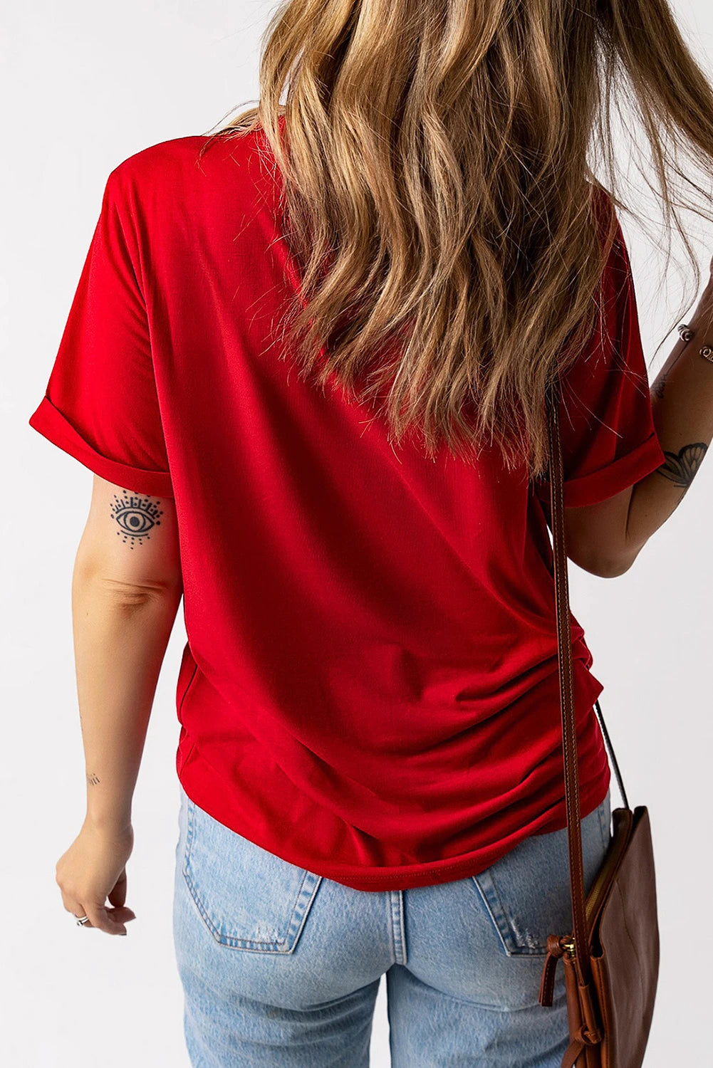 Red Christmas Printed Crewneck T Shirt