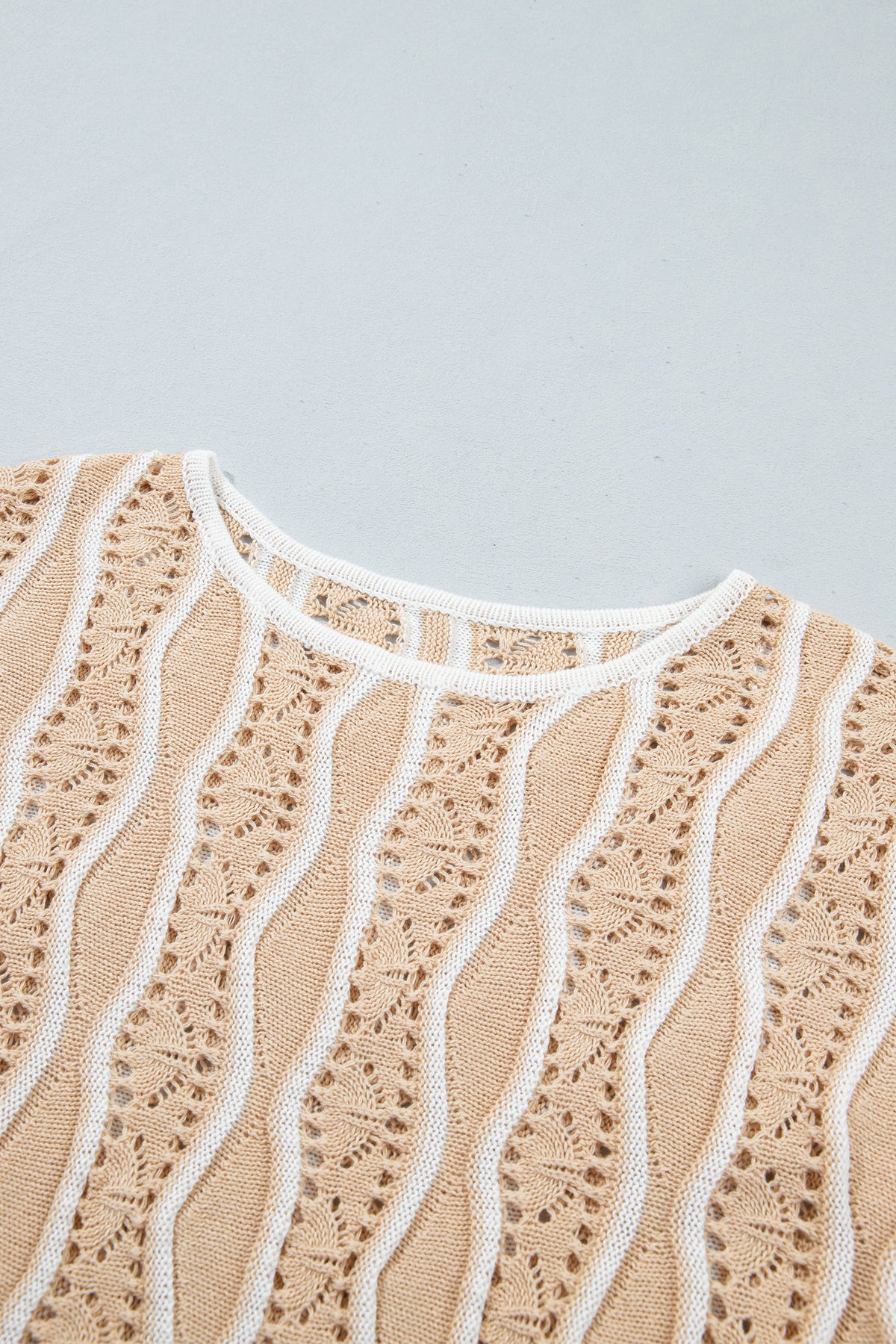 Women's Wavy Stripe Open Knit Pullover Sweater