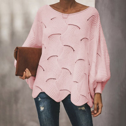 Women's Oversized Batwing Pointelle Knit Sweater