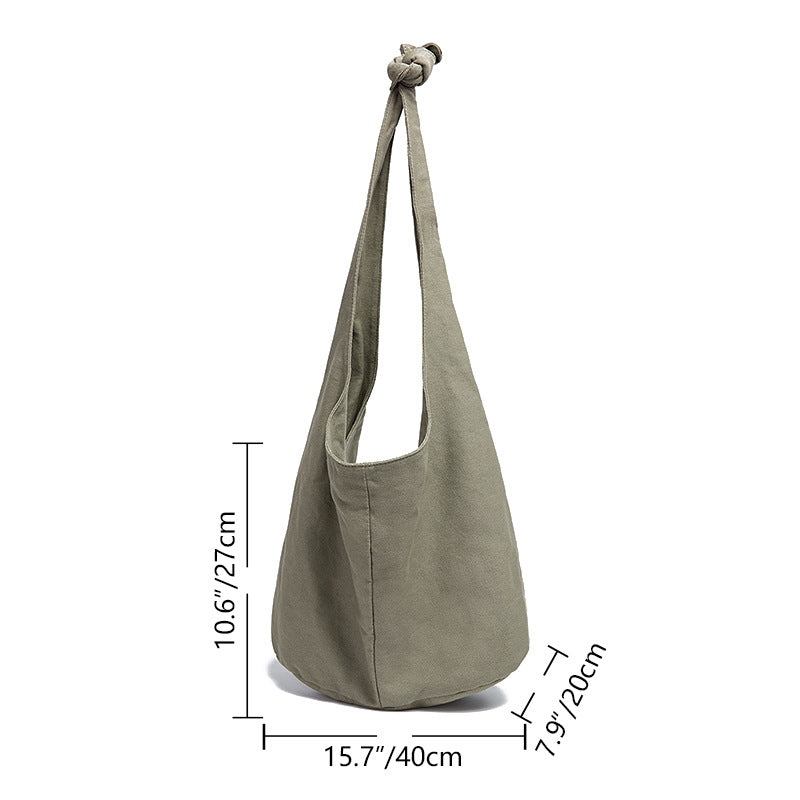Minimalist Canvas Slouchy Shoulder Hobo Bag for Women
