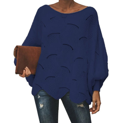 Women's Oversized Batwing Pointelle Knit Sweater