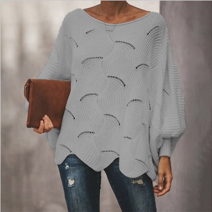 Women's Oversized Batwing Pointelle Knit Sweater
