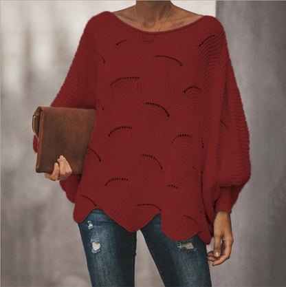 Women's Oversized Batwing Pointelle Knit Sweater
