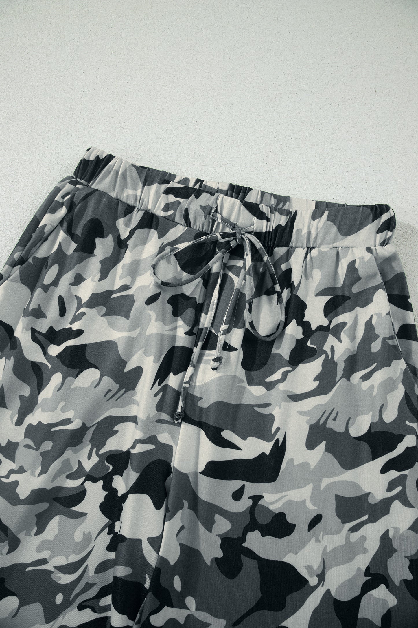 Green Western Camouflage Print Drawstring Casual Pants