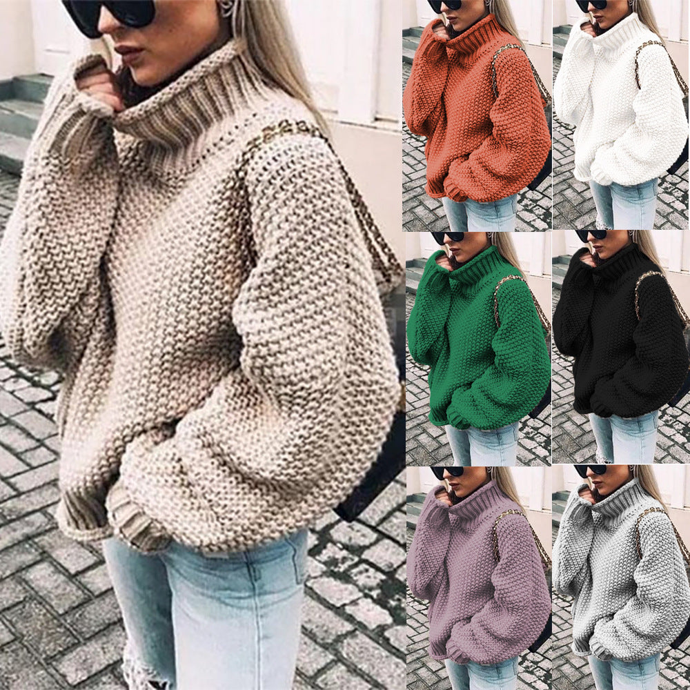 Women's Chunky Oversized Turtleneck Batwing Sweater