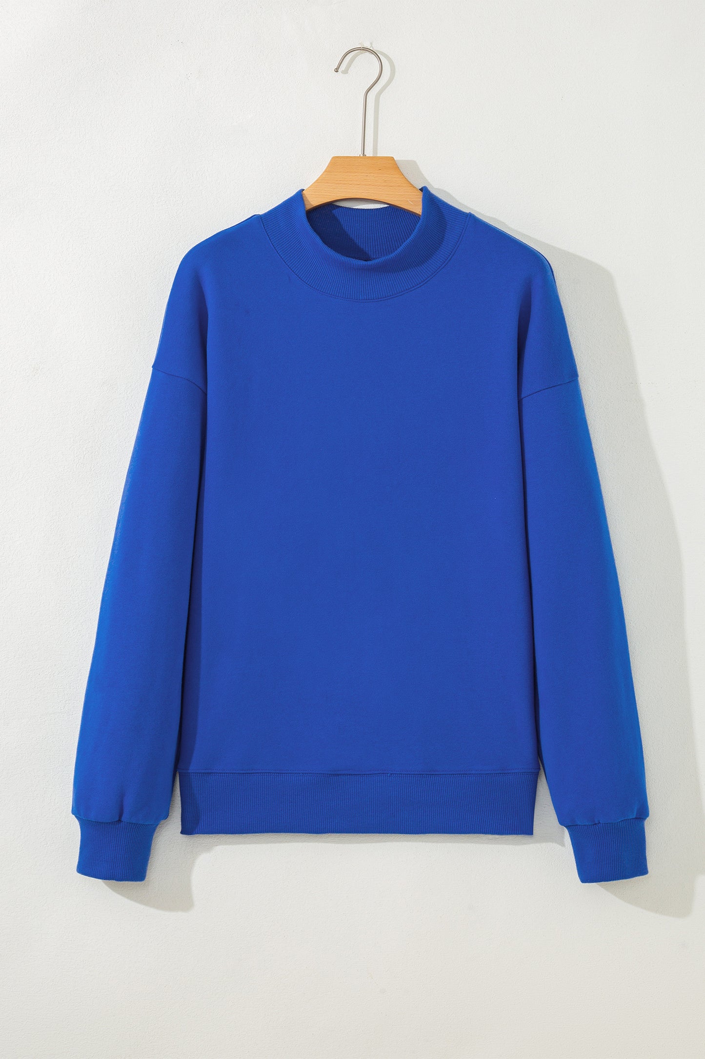 Oversized Mock Neck Sweatshirt Drop Shoulder Pullover