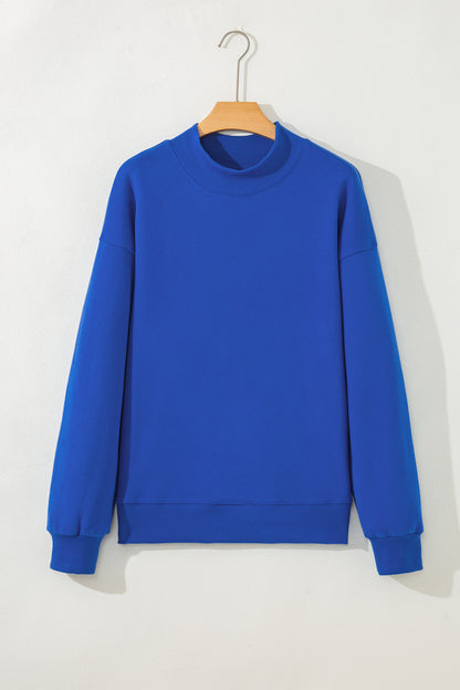 Oversized Mock Neck Sweatshirt Drop Shoulder Pullover