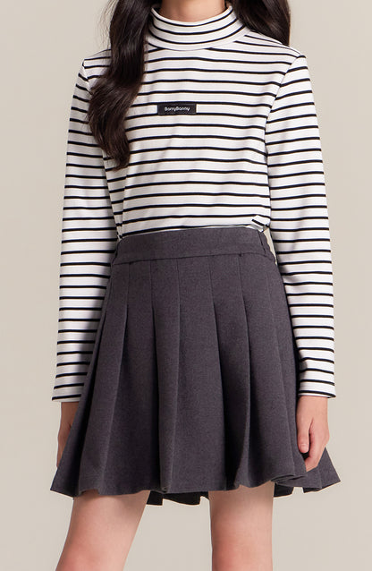 Girls Grey Pleated Skirt with Bow Detail School Uniform Style