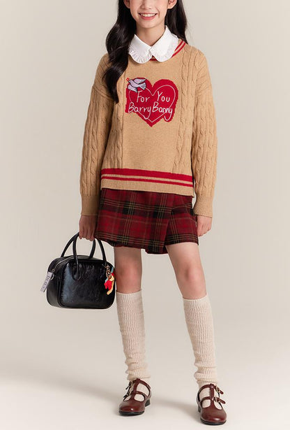 Kids Red Plaid Pleated Skort for School and Everyday Wear