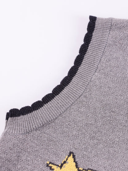 Girl's Korean Style Knit Vest Cardigan Sleeveless Top