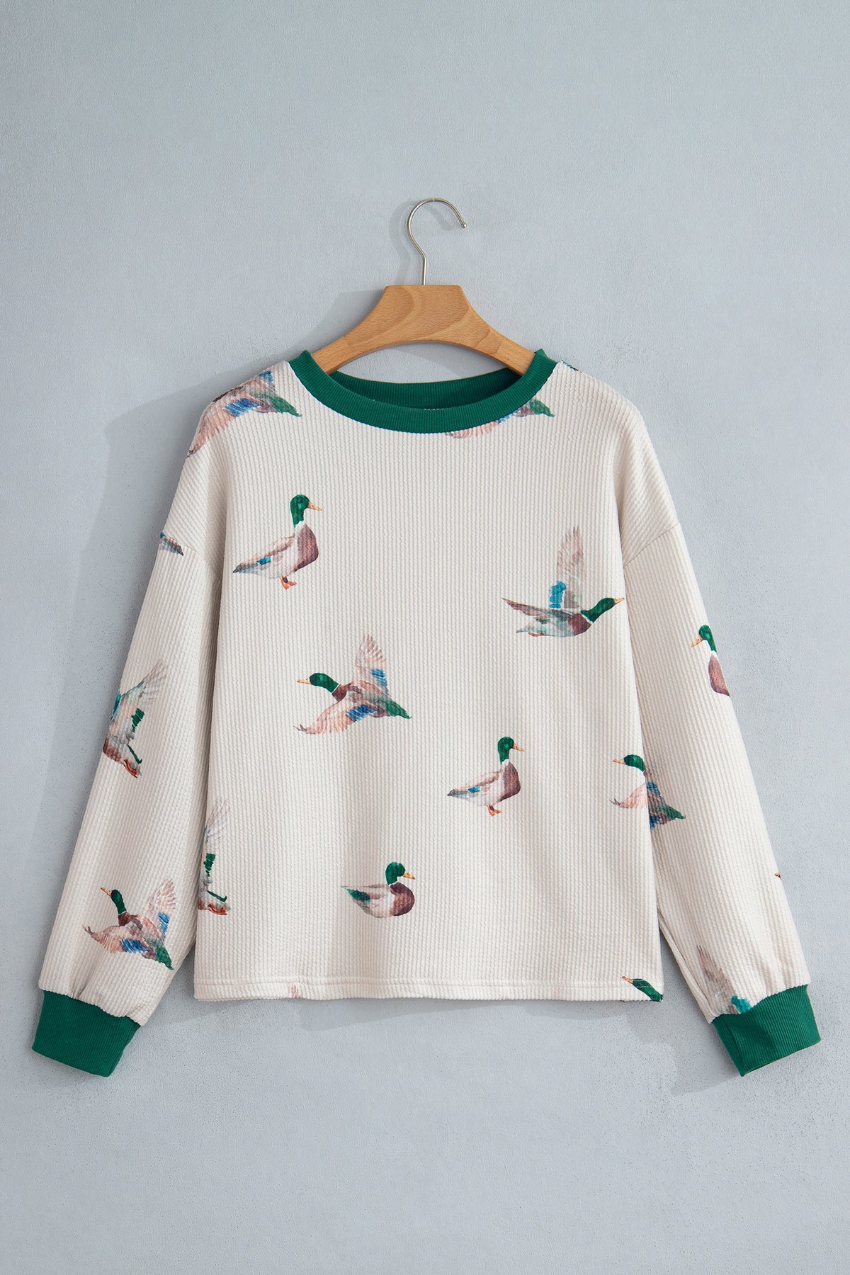 Duck Ribbed Top Western Colorblock Long Sleeve