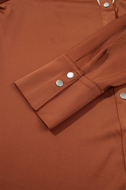Western Satin Yoke Snap Button Long Sleeve Shirt