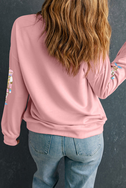 Pink Sequin Christmas Pullover Sweatshirt