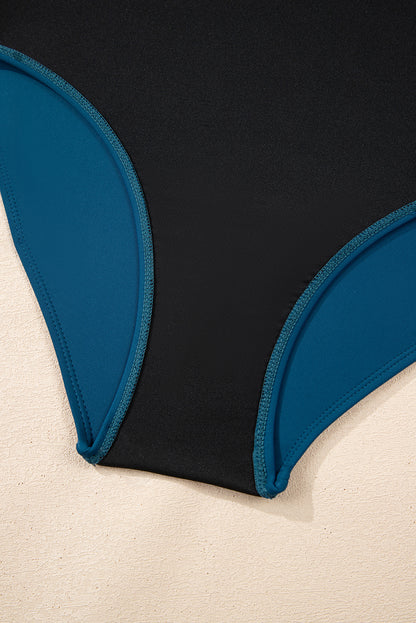 Navy Ricrac Trim Flared Spaghetti Strap Tankini Set