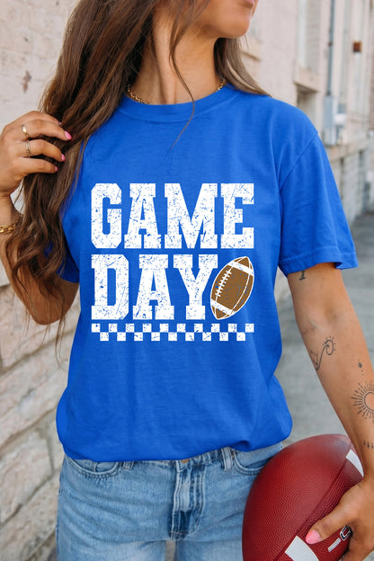 Back to School Game Day Football Checkered Graphic Tee