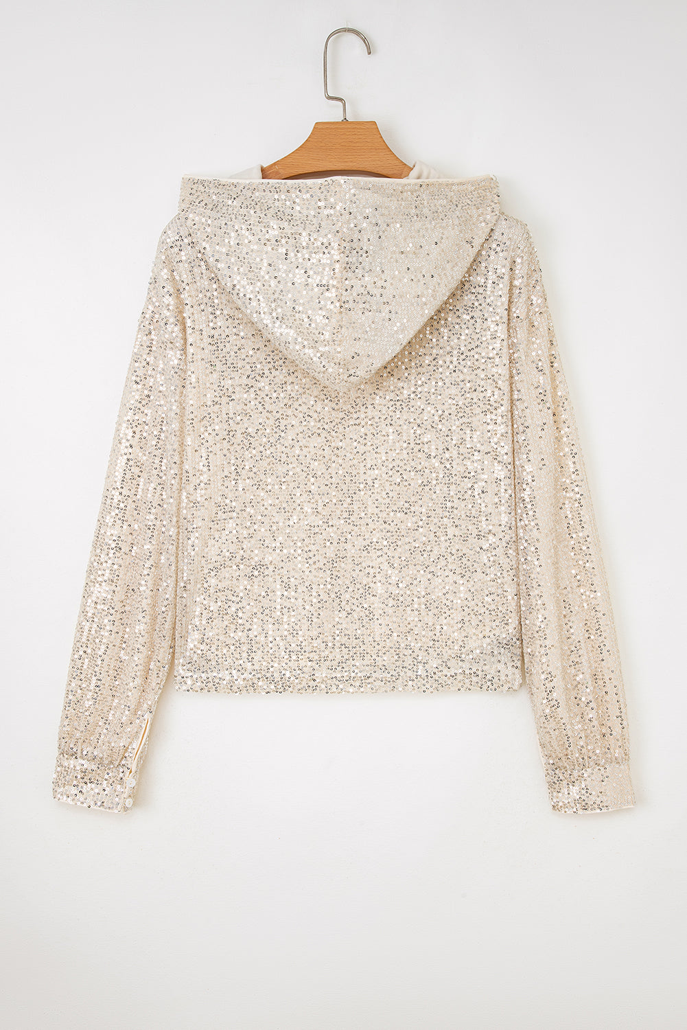 Sparkly Sequin Hooded Long Sleeve Party Top