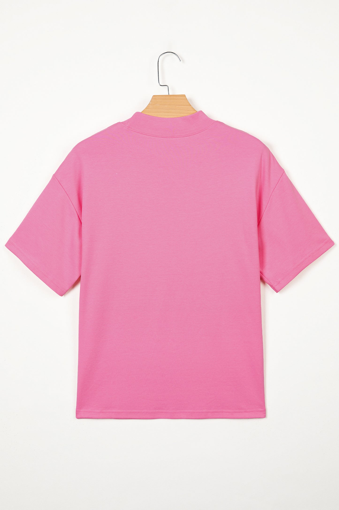 Dark Blue Oversized Mock Neck Tee Casual Relaxed Top