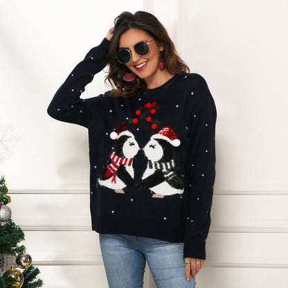Cute Penguin Christmas Knit Sweater for Women