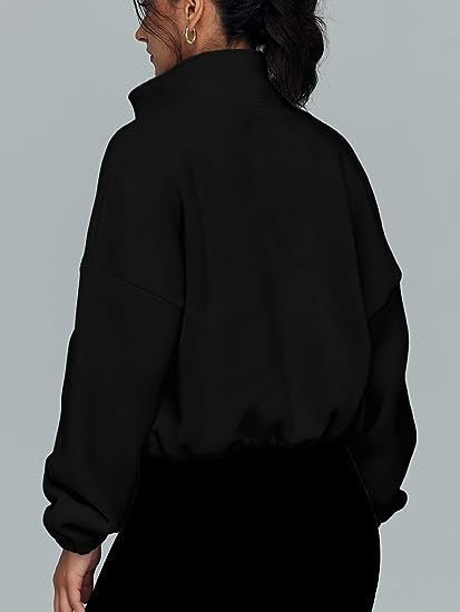 Fleece Zip Up Jacket - High Neck Oversized Pullover