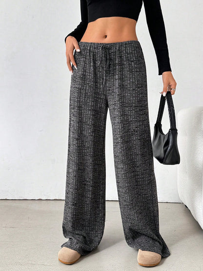 Cotton Wide Leg Lounge Pants with Drawstring Waist