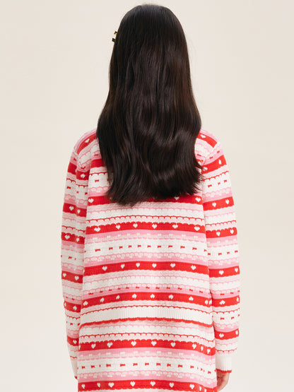 Girls' Striped Knit Button-Front Cardigan Sweater