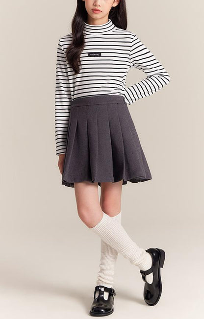 Girls Grey Pleated Skirt with Bow Detail School Uniform Style