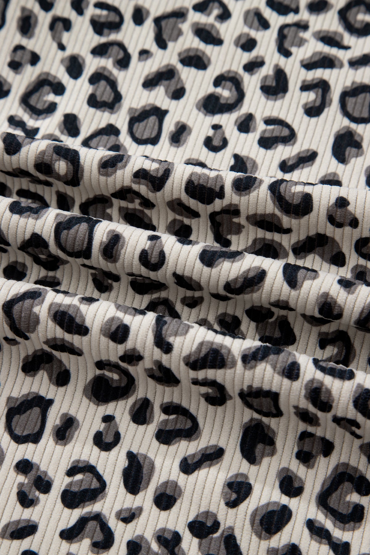 Leopard Print Quarter Zip Corduroy Pullover