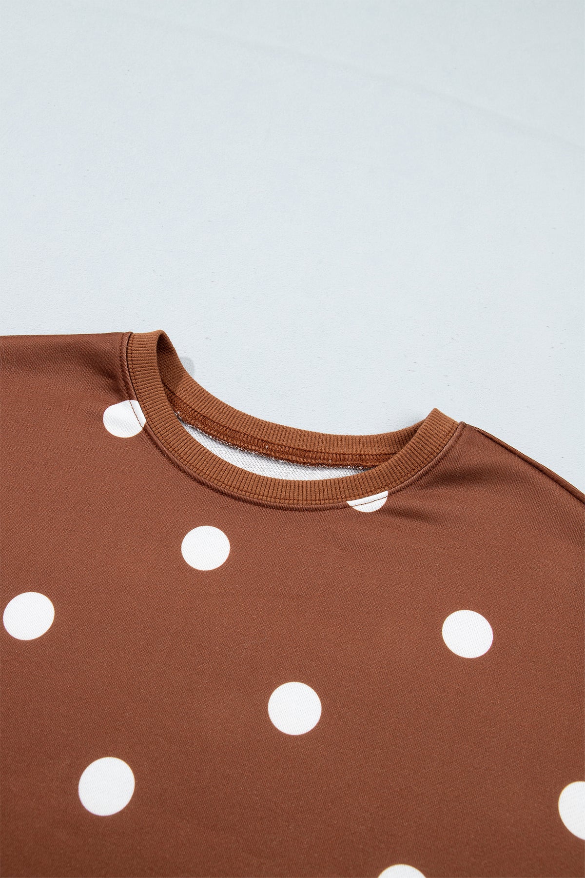 Brown Polka Dot Sweatshirt Skort Two Piece Set