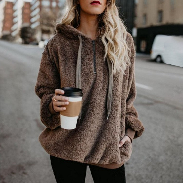 Women's Oversized Sherpa Fleece Hoodie Pullover Cozy
