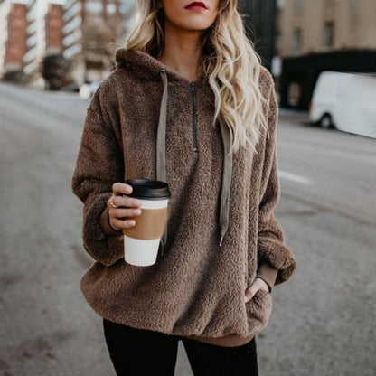 Women's Oversized Sherpa Fleece Hoodie Pullover Cozy