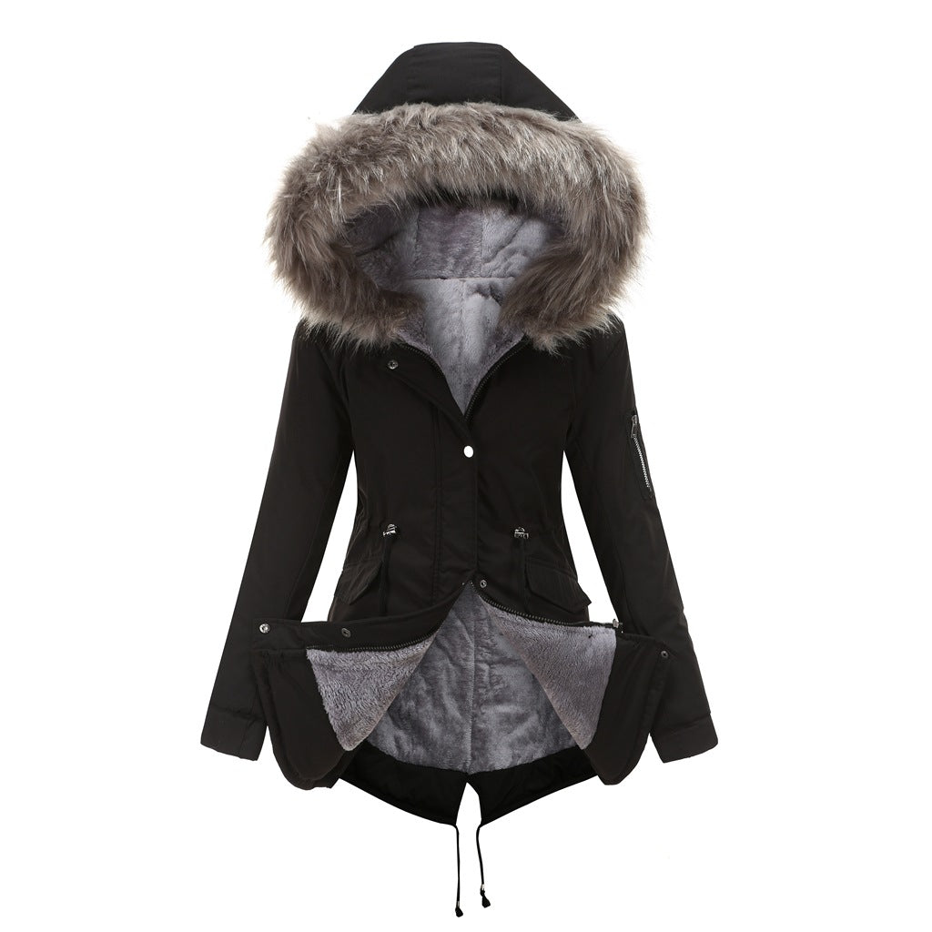 Women's Faux Fur Hooded Parka Thick Fleece Lined Coat