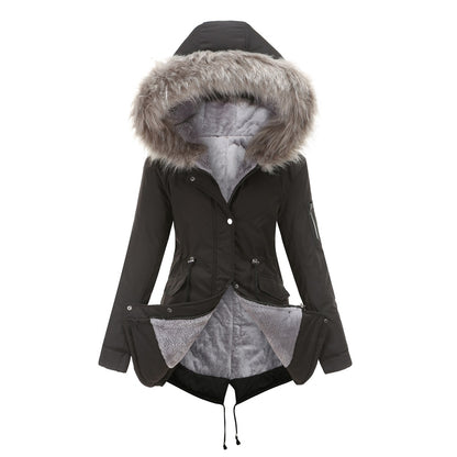 Women's Faux Fur Hooded Parka Thick Fleece Lined Coat