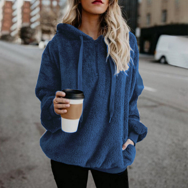 Women's Oversized Sherpa Fleece Hoodie Pullover Cozy