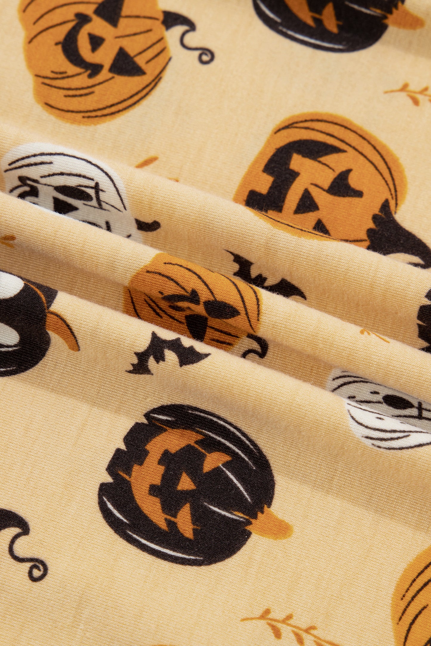 Halloween Pumpkin Print Ruffle Shorts Pajama Set