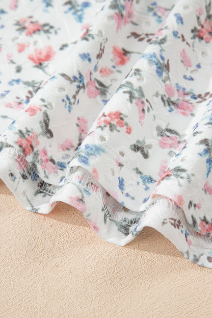 Floral Square Neck Fitted Top Long Sleeve Coquette Shirt
